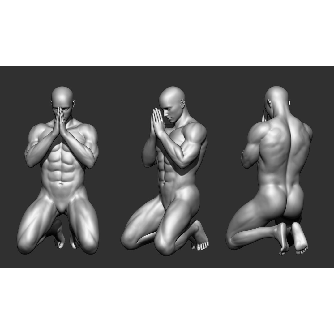 Fighting Poses 3D Model – Full Body Character Pack, OBJ & ZTL - View 27