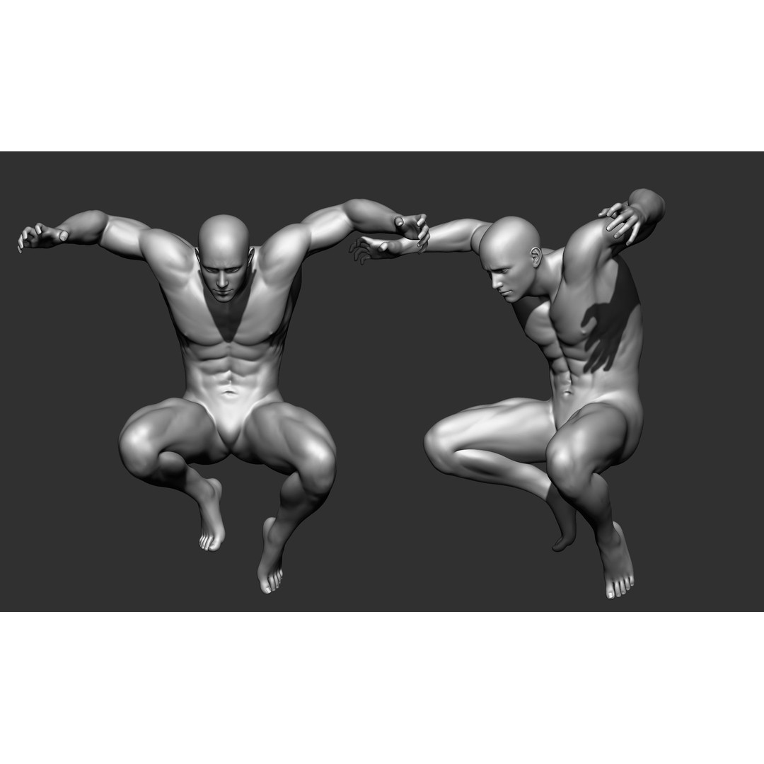 Fighting Poses 3D Model – Full Body Character Pack, OBJ & ZTL - View 31