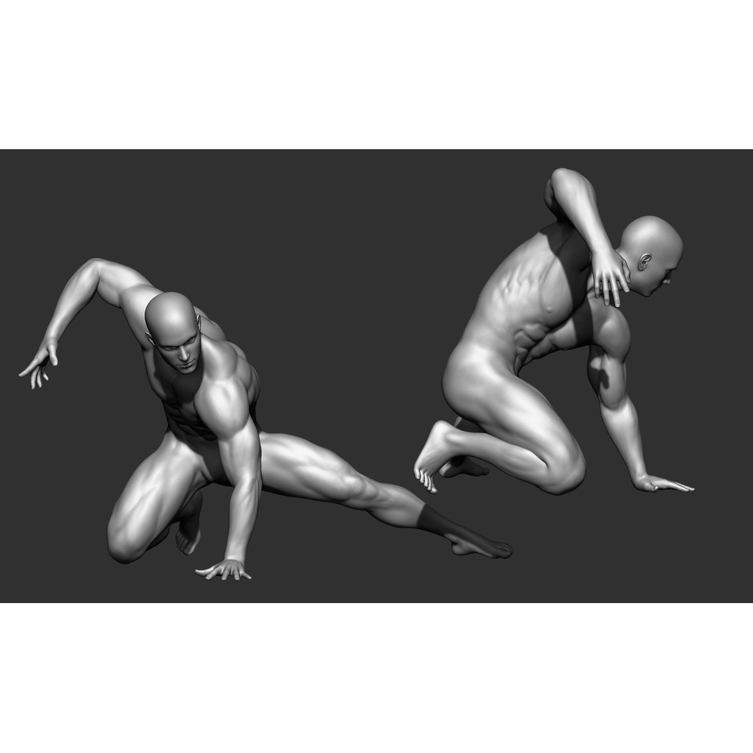 Fighting Poses 3D Model – Full Body Character Pack, OBJ & ZTL - View 32