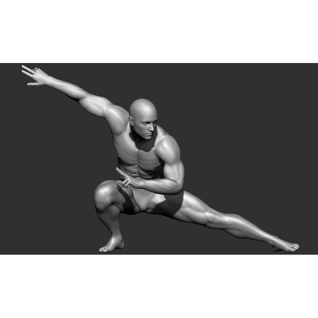 Fighting Poses 3D Model – Full Body Character Pack, OBJ & ZTL - View 33