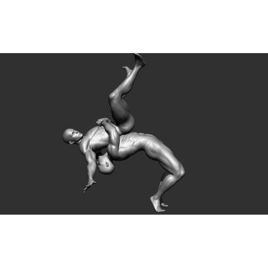 Fighting Poses 3D Model – Full Body Character Pack, OBJ & ZTL - View 6