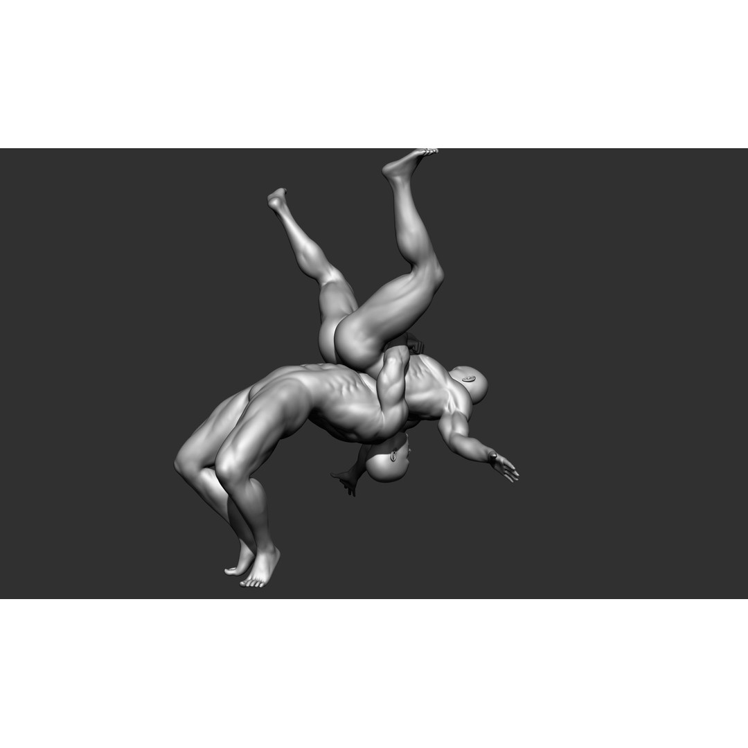 Fighting Poses 3D Model – Full Body Character Pack, OBJ & ZTL - View 8