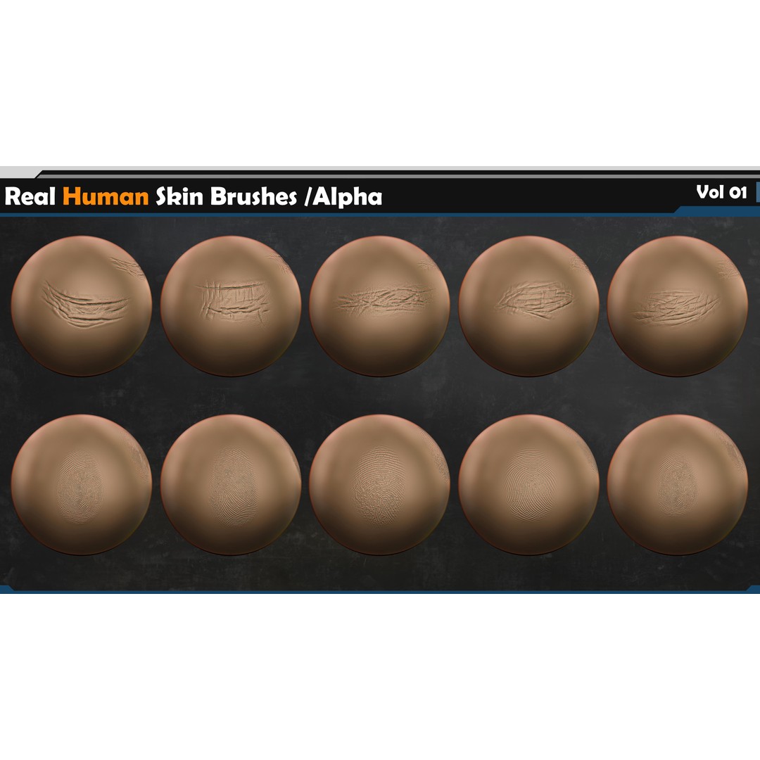 Real Human Skin Brushes 3D Model – Alpha Vol 01, ZBrush & Blender - View 12