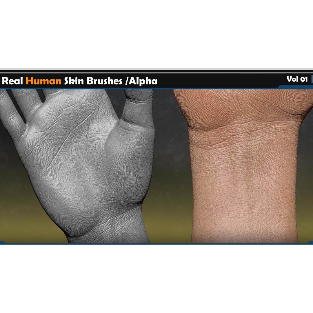 Real Human Skin Brushes 3D Model – Alpha Vol 01, ZBrush & Blender - View 6