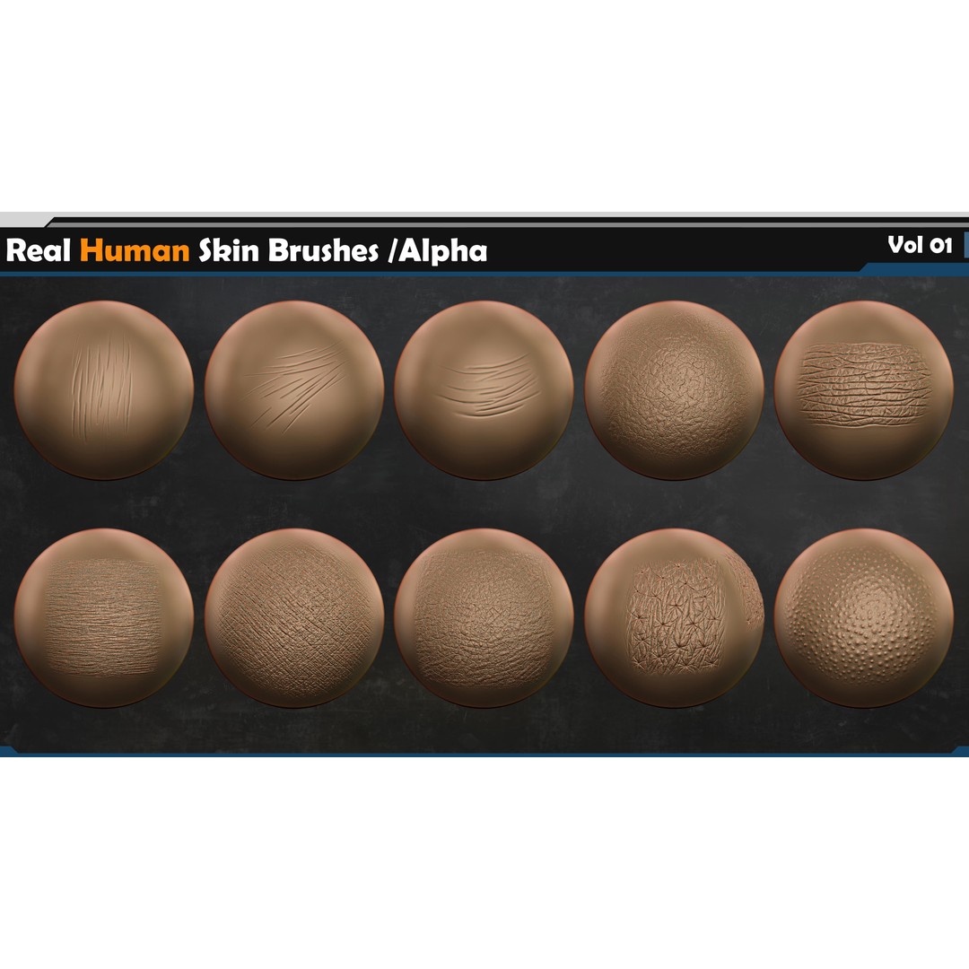 Real Human Skin Brushes 3D Model – Alpha Vol 01, ZBrush & Blender - View 7