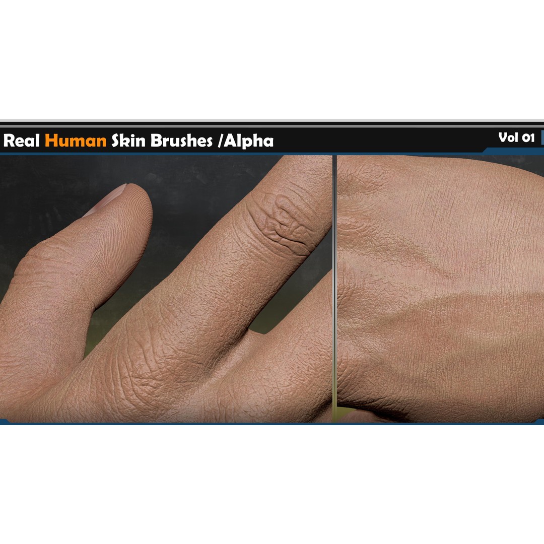 Real Human Skin Brushes 3D Model – Alpha Vol 01, ZBrush & Blender - View 8