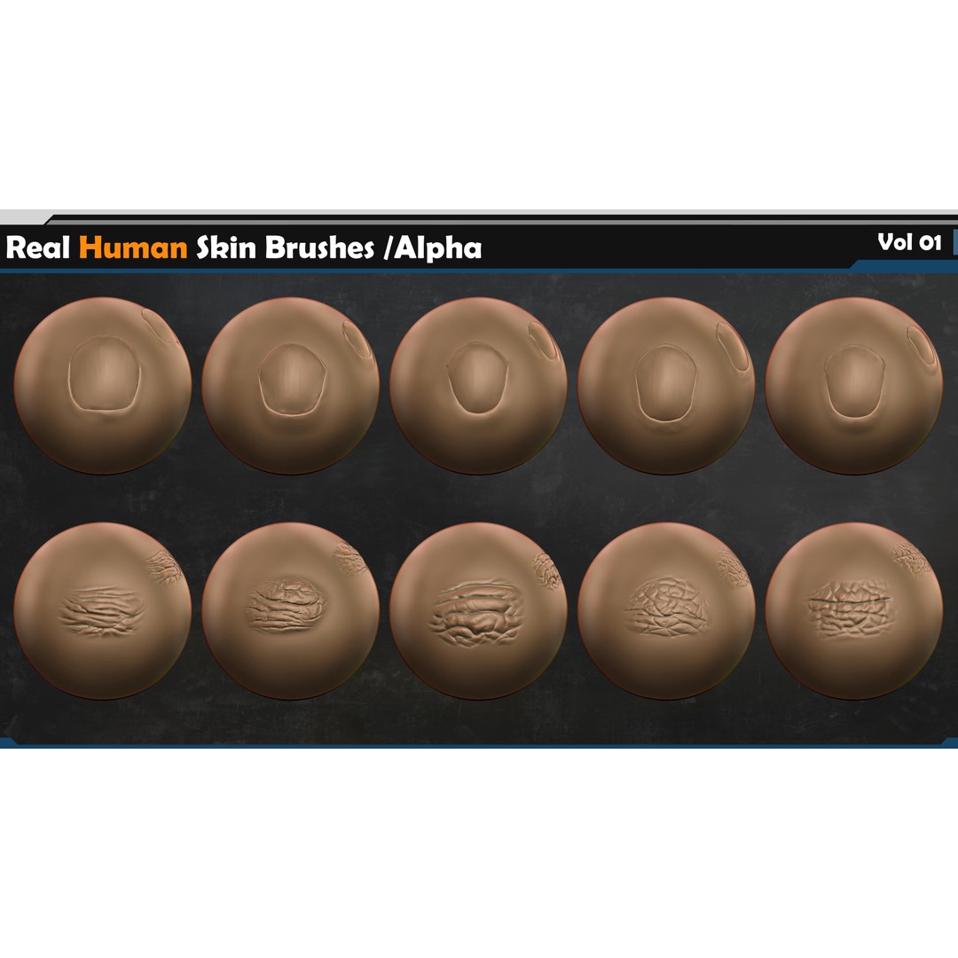 Real Human Skin Brushes 3D Model – Alpha Vol 01, ZBrush & Blender - View 9