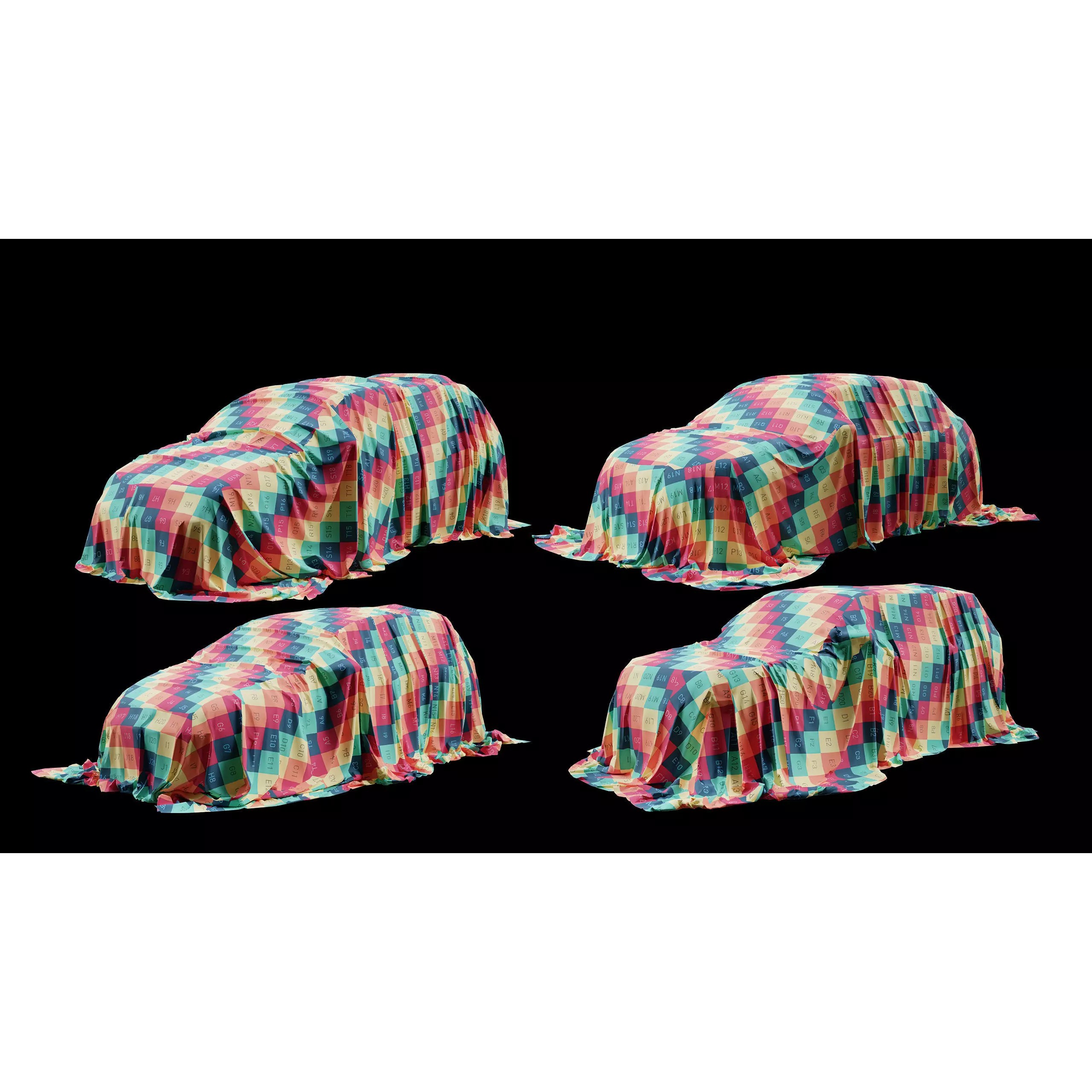 Standart Car Covers Collection - Low-Poly Game-Ready 3D Model