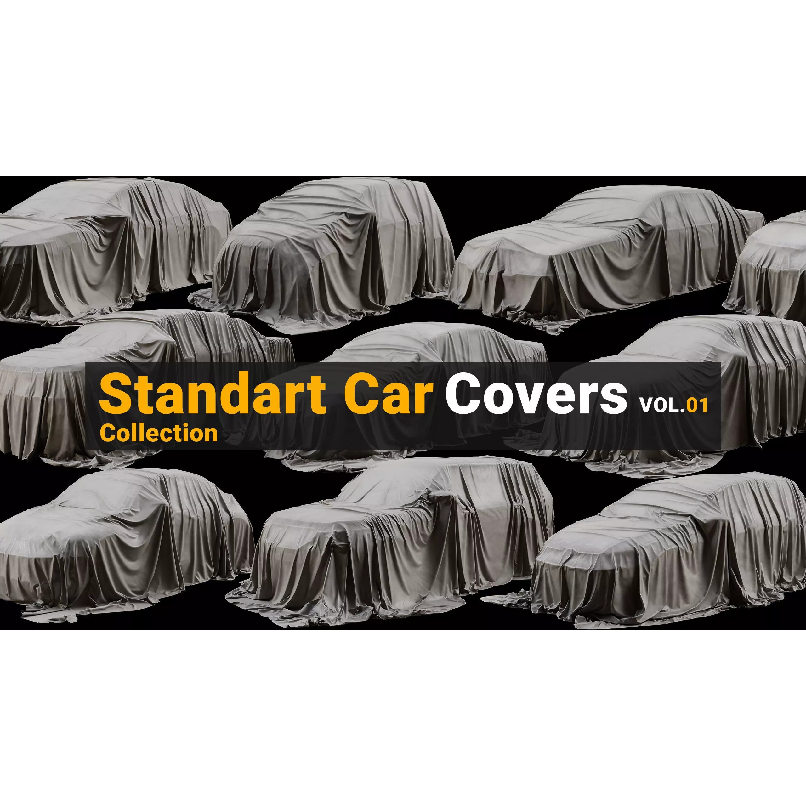 Standart Car Covers Collection - Low-Poly Game-Ready 3D Model - View 2