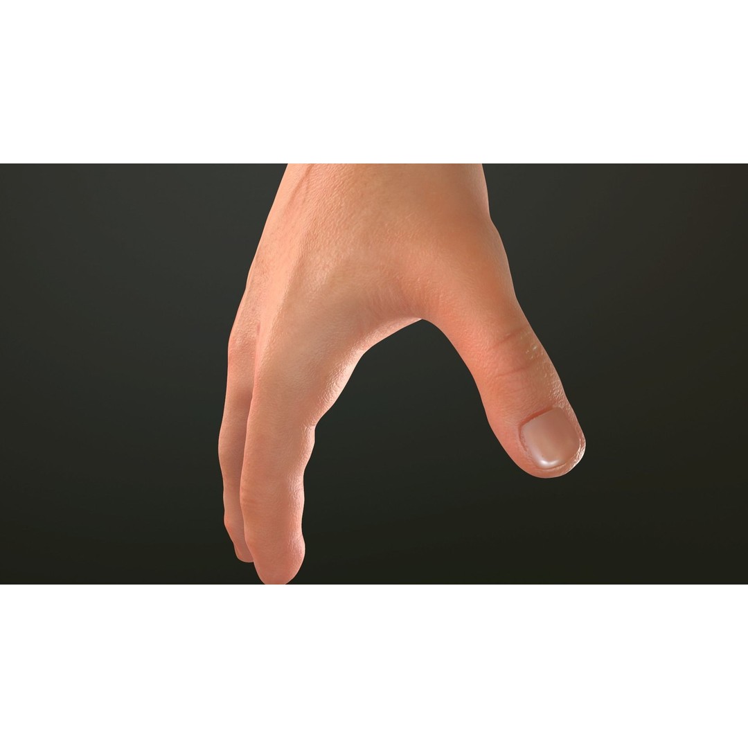 Male Hand 3D Model – Low Poly Rigged Asset with PBR Textures - View 12
