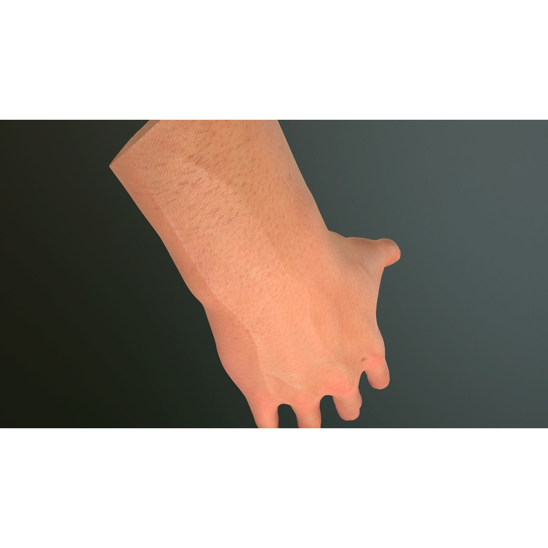 Male Hand 3D Model – Low Poly Rigged Asset with PBR Textures - View 22