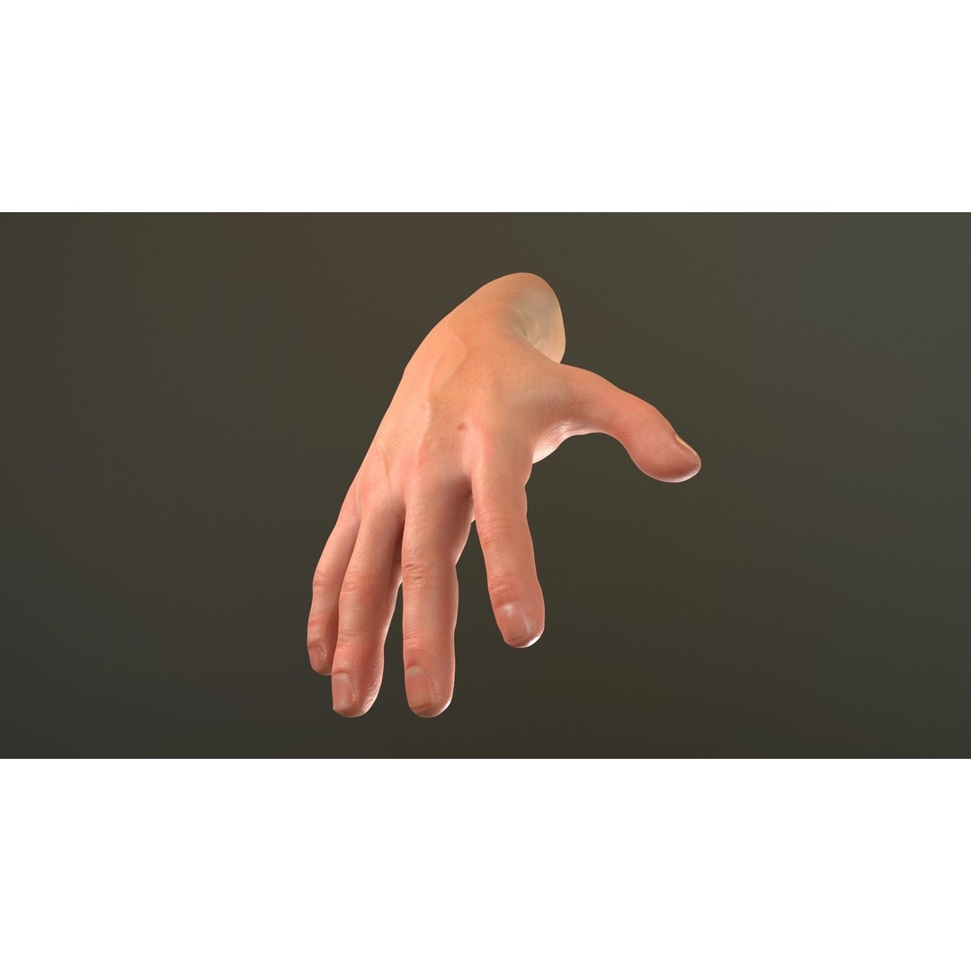 Male Hand 3D Model – Low Poly Rigged Asset with PBR Textures - View 3