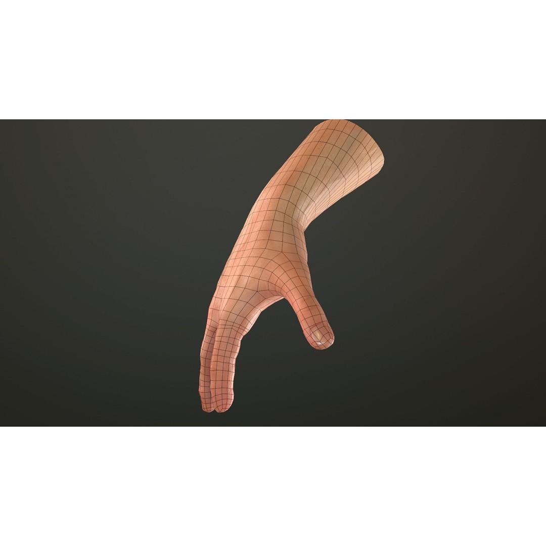 Male Hand 3D Model – Low Poly Rigged Asset with PBR Textures - View 31