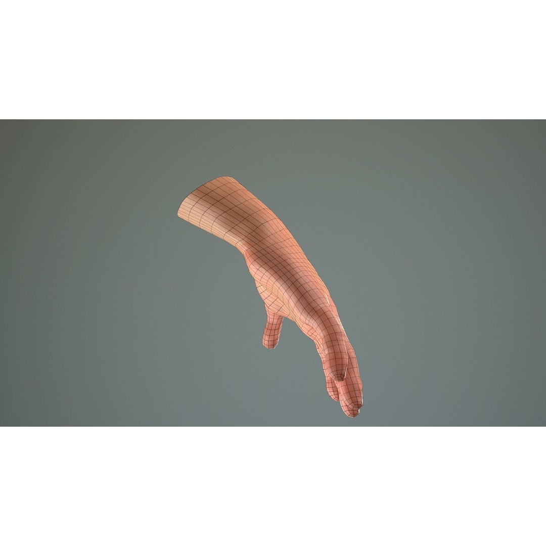 Male Hand 3D Model – Low Poly Rigged Asset with PBR Textures - View 33