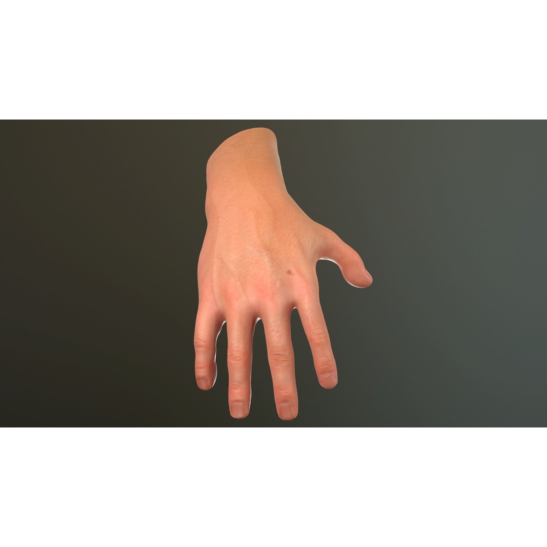 Male Hand 3D Model – Low Poly Rigged Asset with PBR Textures - View 6