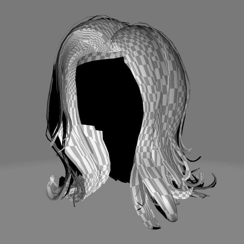 Short Feathered Hair 3D Model – Low Poly, Game Ready, PBR Textures