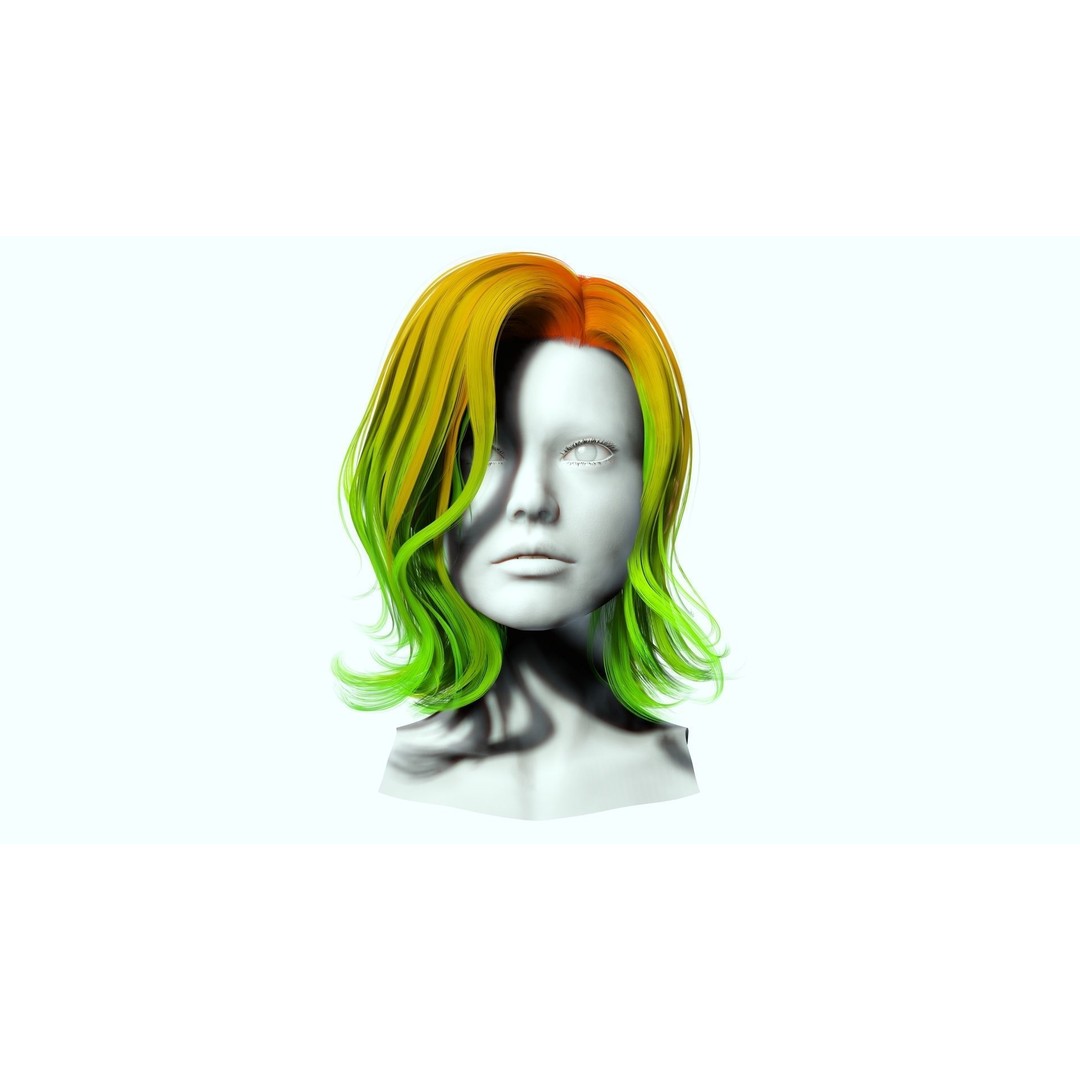 Short Feathered Hair 3D Model – Low Poly, Game Ready, PBR Textures - View 4