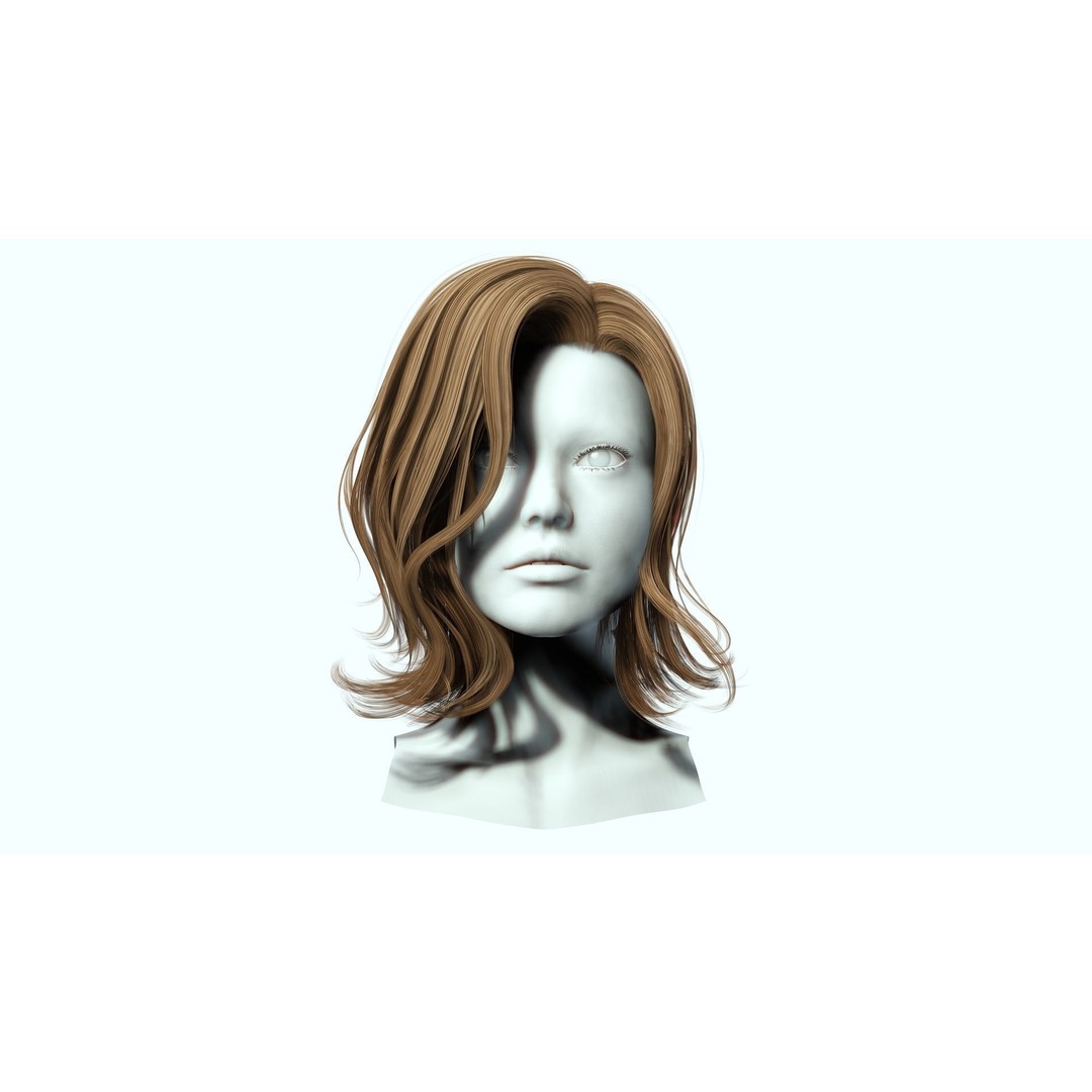 Short Feathered Hair 3D Model – Low Poly, Game Ready, PBR Textures - View 5