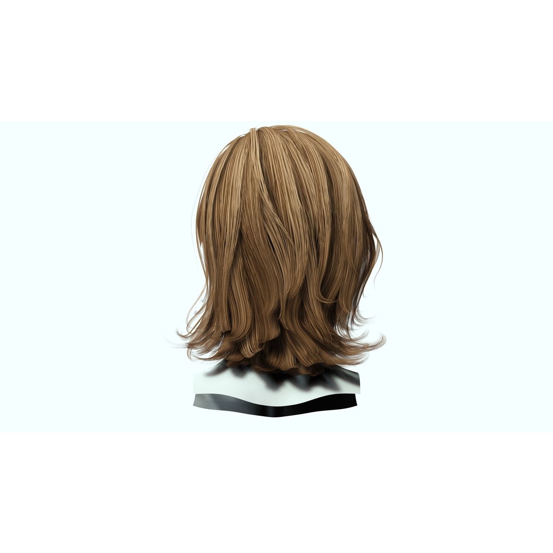 Short Feathered Hair 3D Model – Low Poly, Game Ready, PBR Textures - View 9