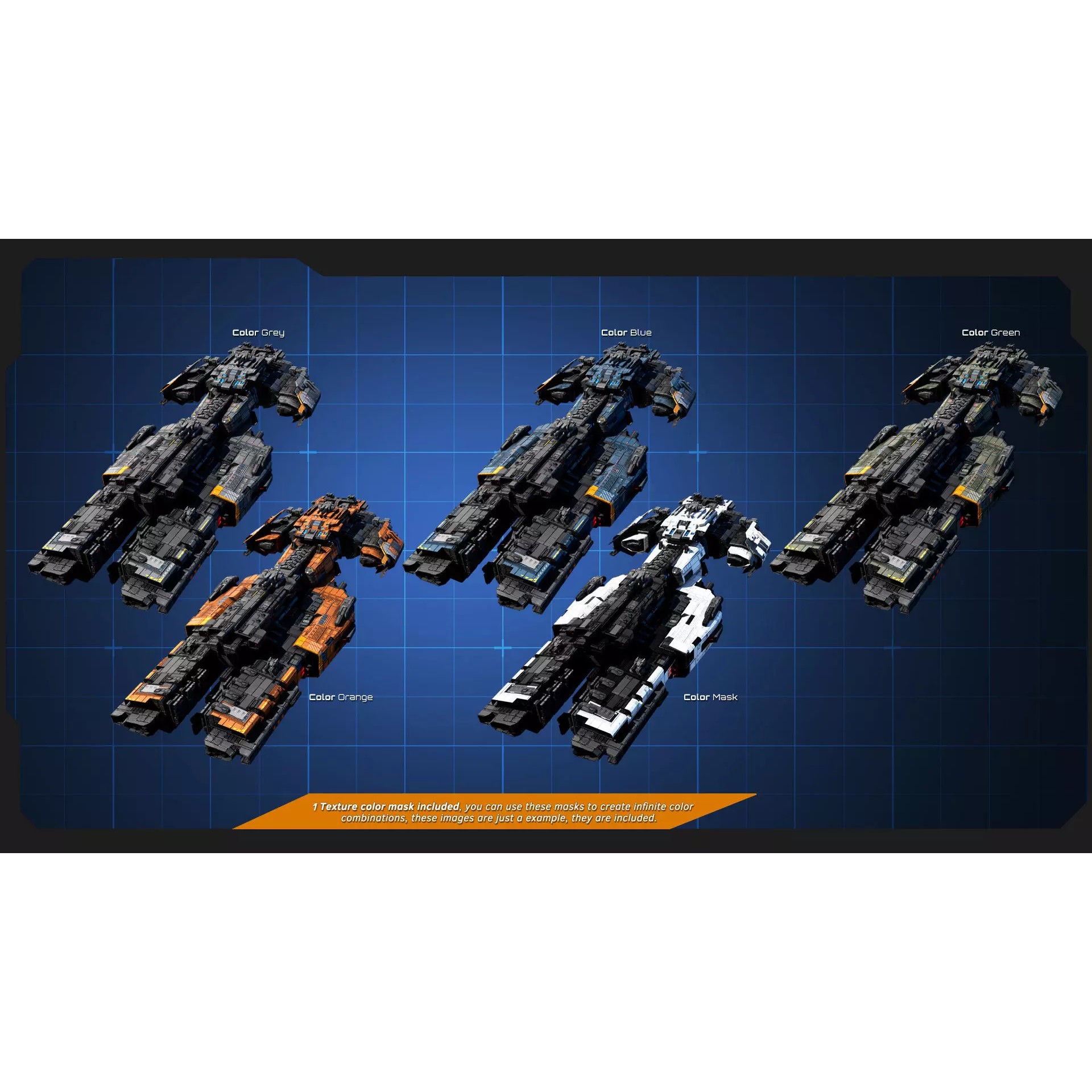 STARSHIPS - Low-Poly Game-Ready 3D Model - View 13