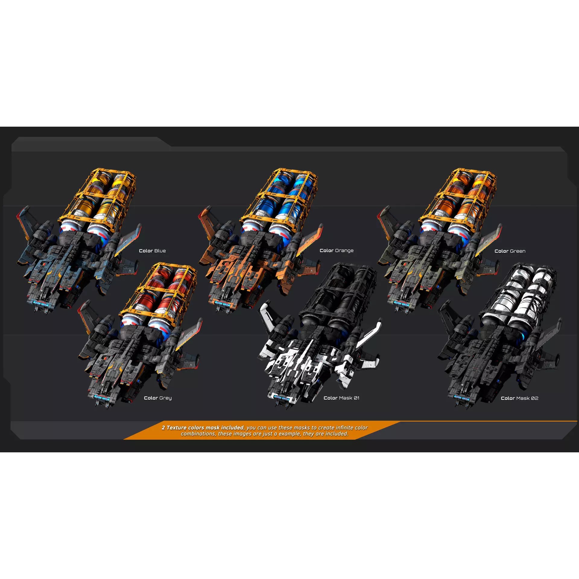 STARSHIPS - Low-Poly Game-Ready 3D Model - View 34