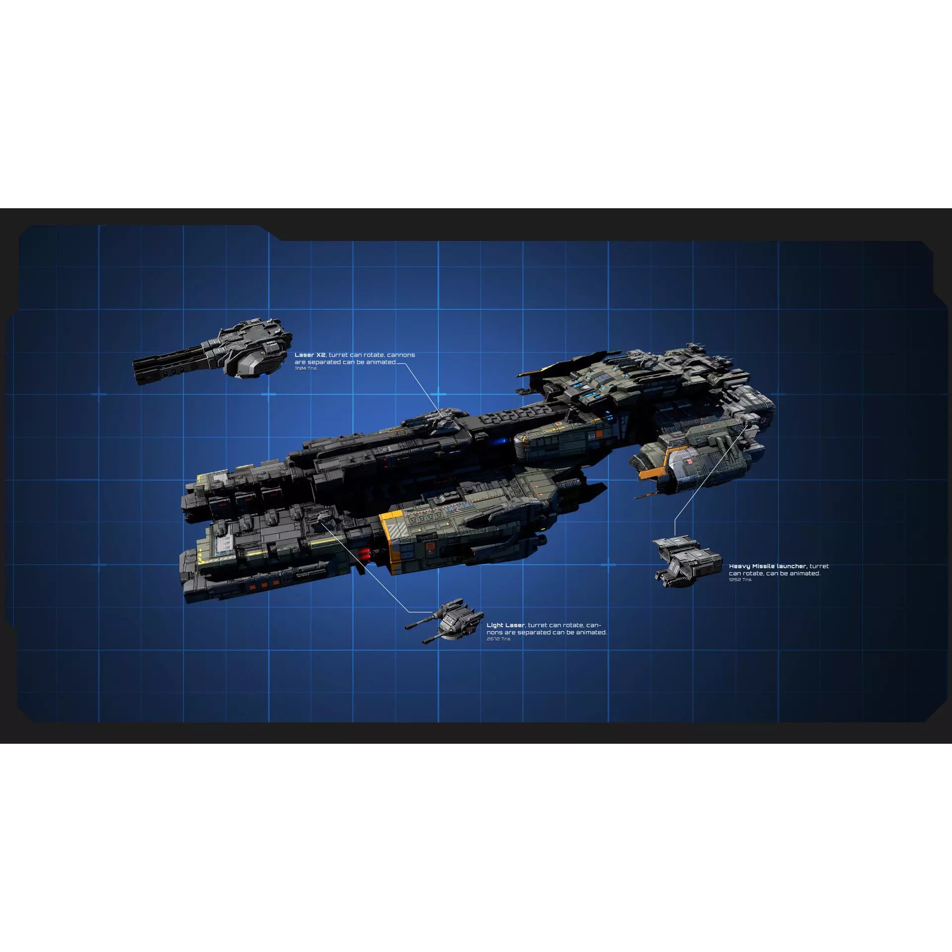 STARSHIPS - Low-Poly Game-Ready 3D Model - View 4