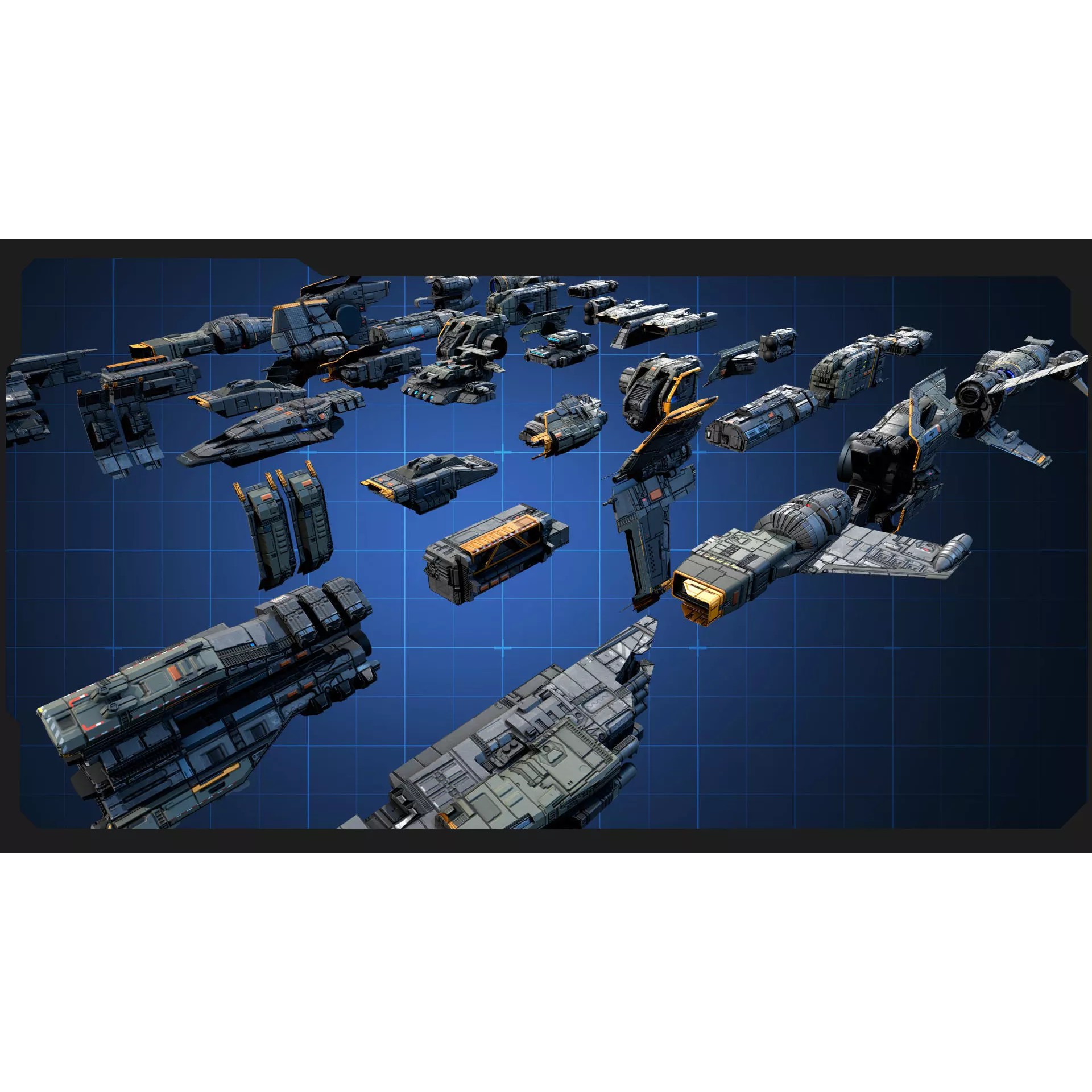 STARSHIPS - Low-Poly Game-Ready 3D Model - View 45