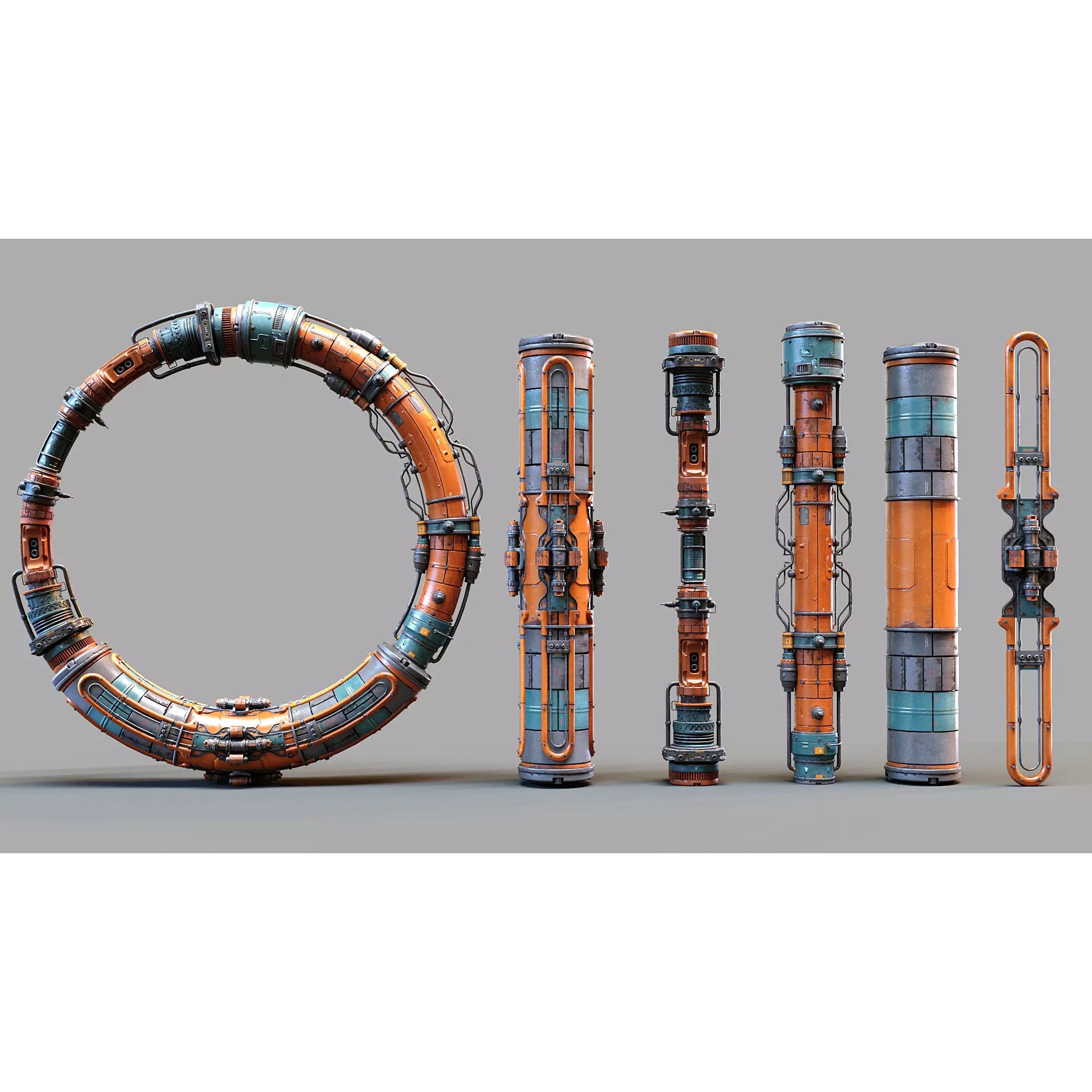 Sci-fi Pipe - Low-Poly Game-Ready 3D Model - View 3