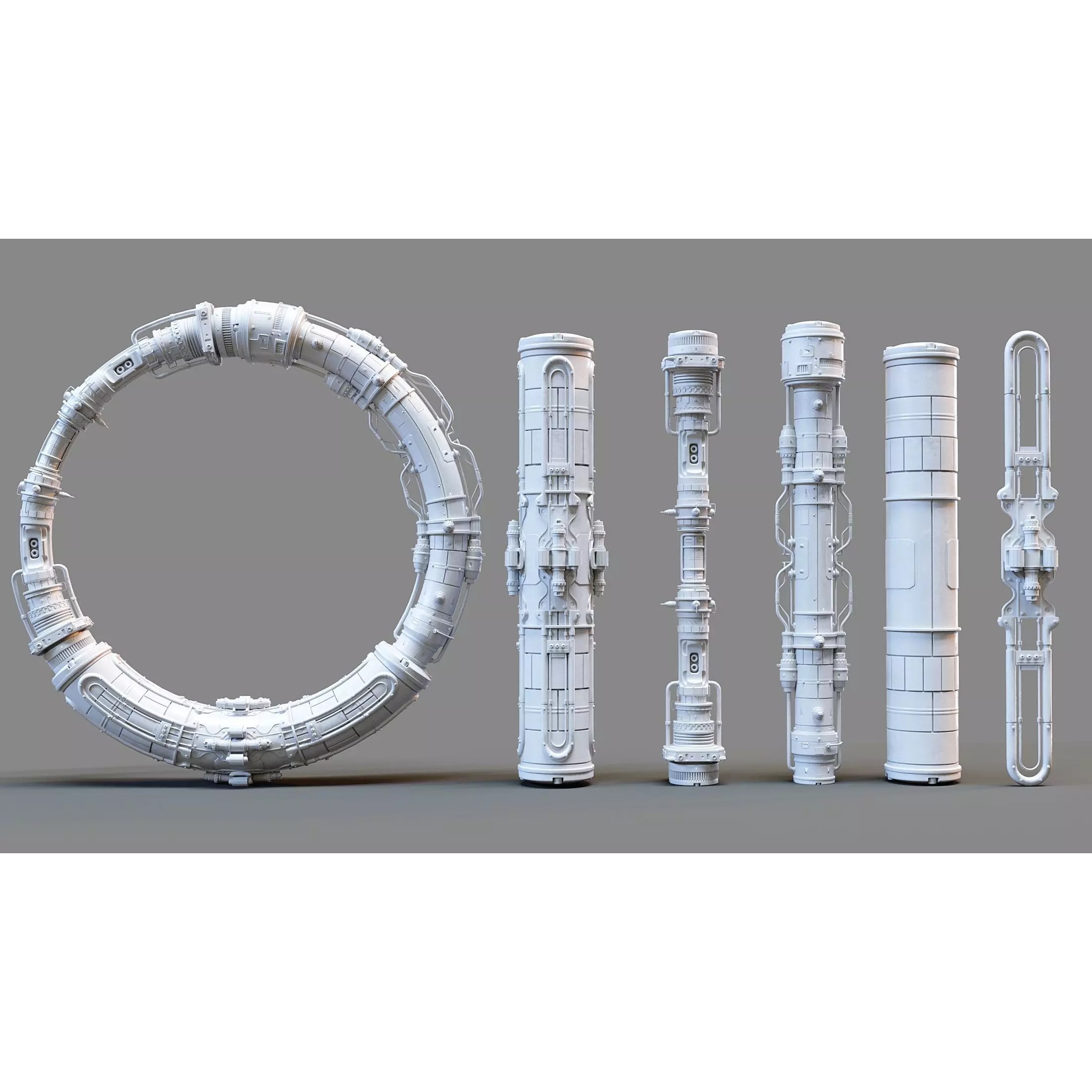 Sci-fi Pipe - Low-Poly Game-Ready 3D Model - View 4