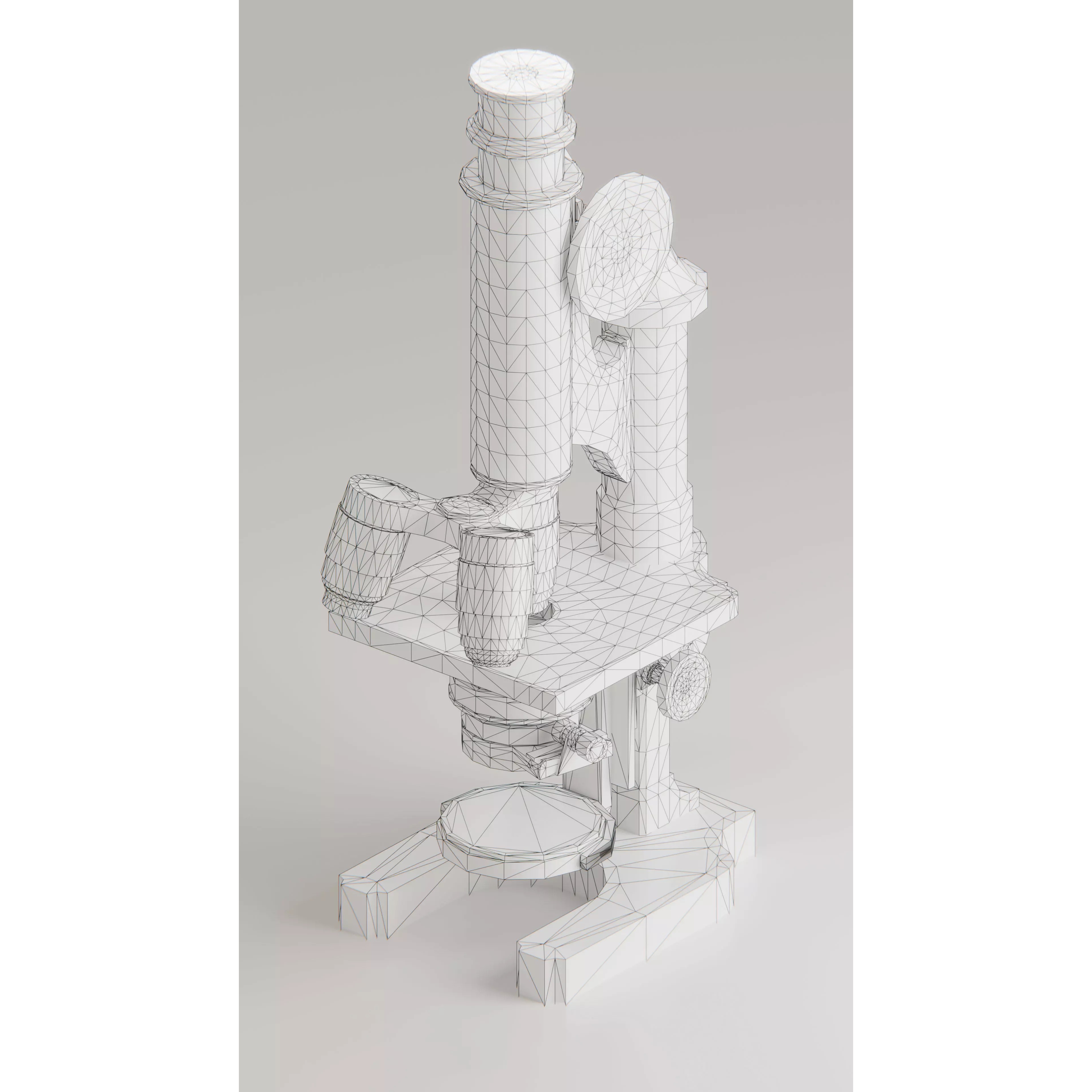 Antique Brass Microscope - Low-Poly Game-Ready 3D Model