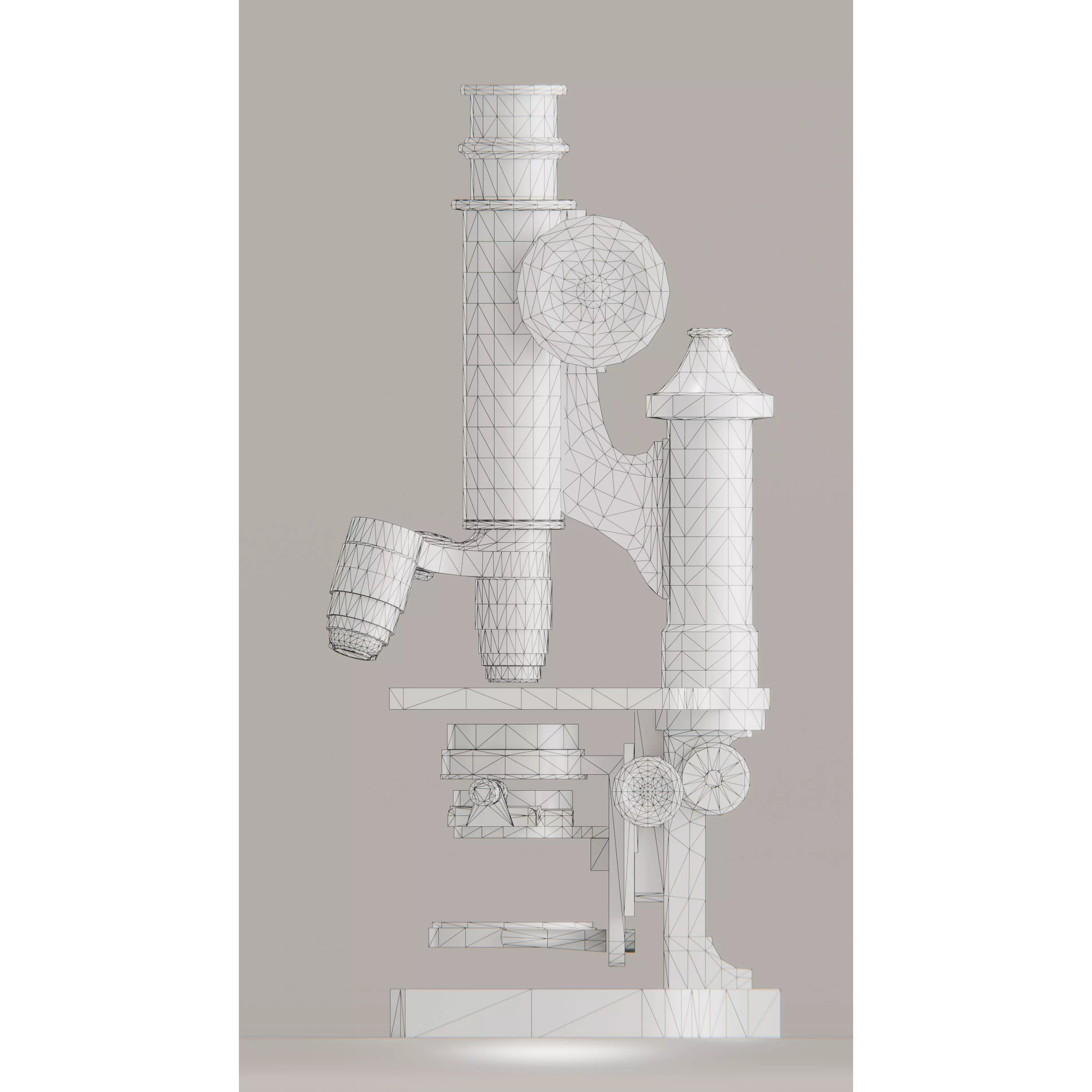 Antique Brass Microscope - Low-Poly Game-Ready 3D Model - View 11