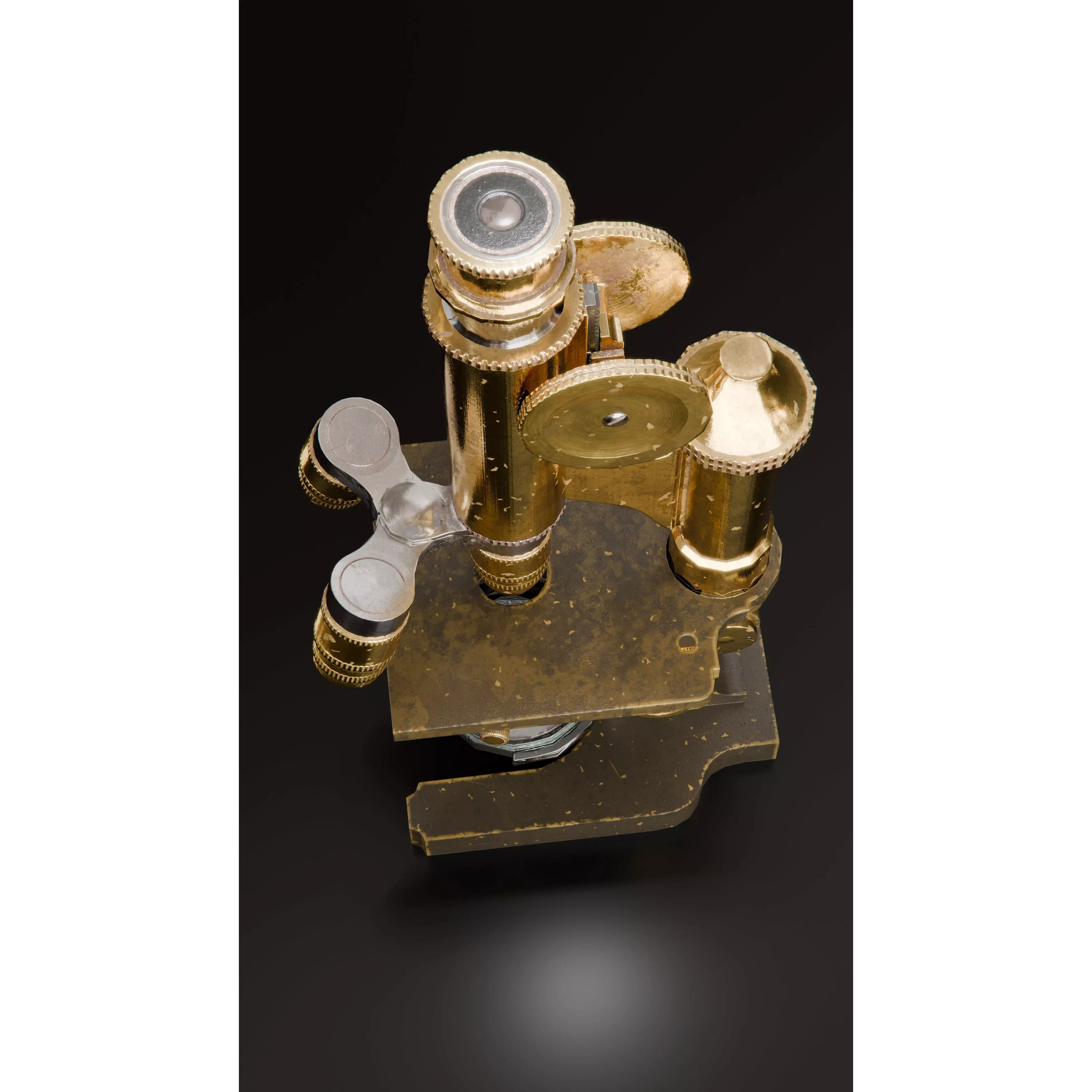 Antique Brass Microscope - Low-Poly Game-Ready 3D Model - View 12