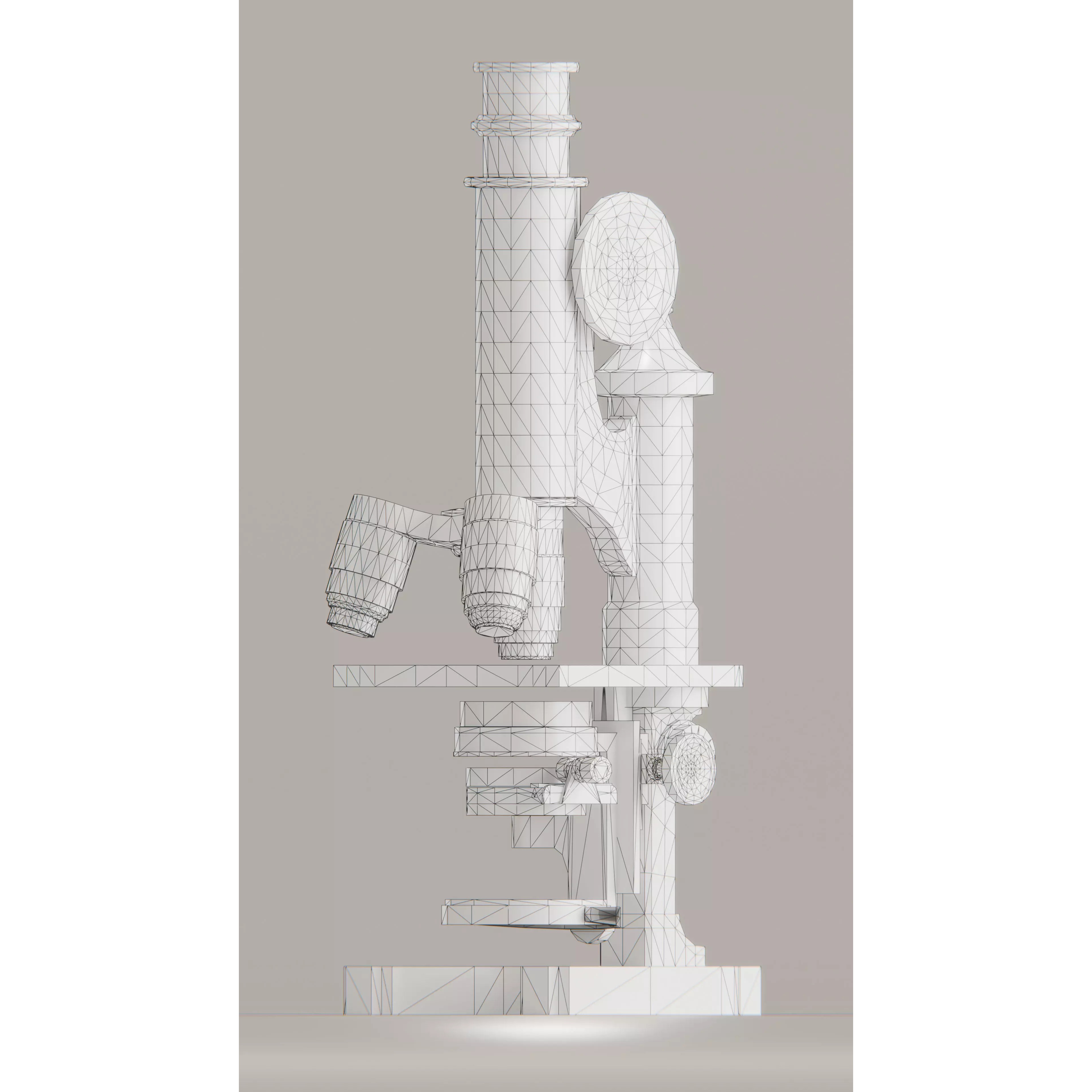 Antique Brass Microscope - Low-Poly Game-Ready 3D Model - View 14