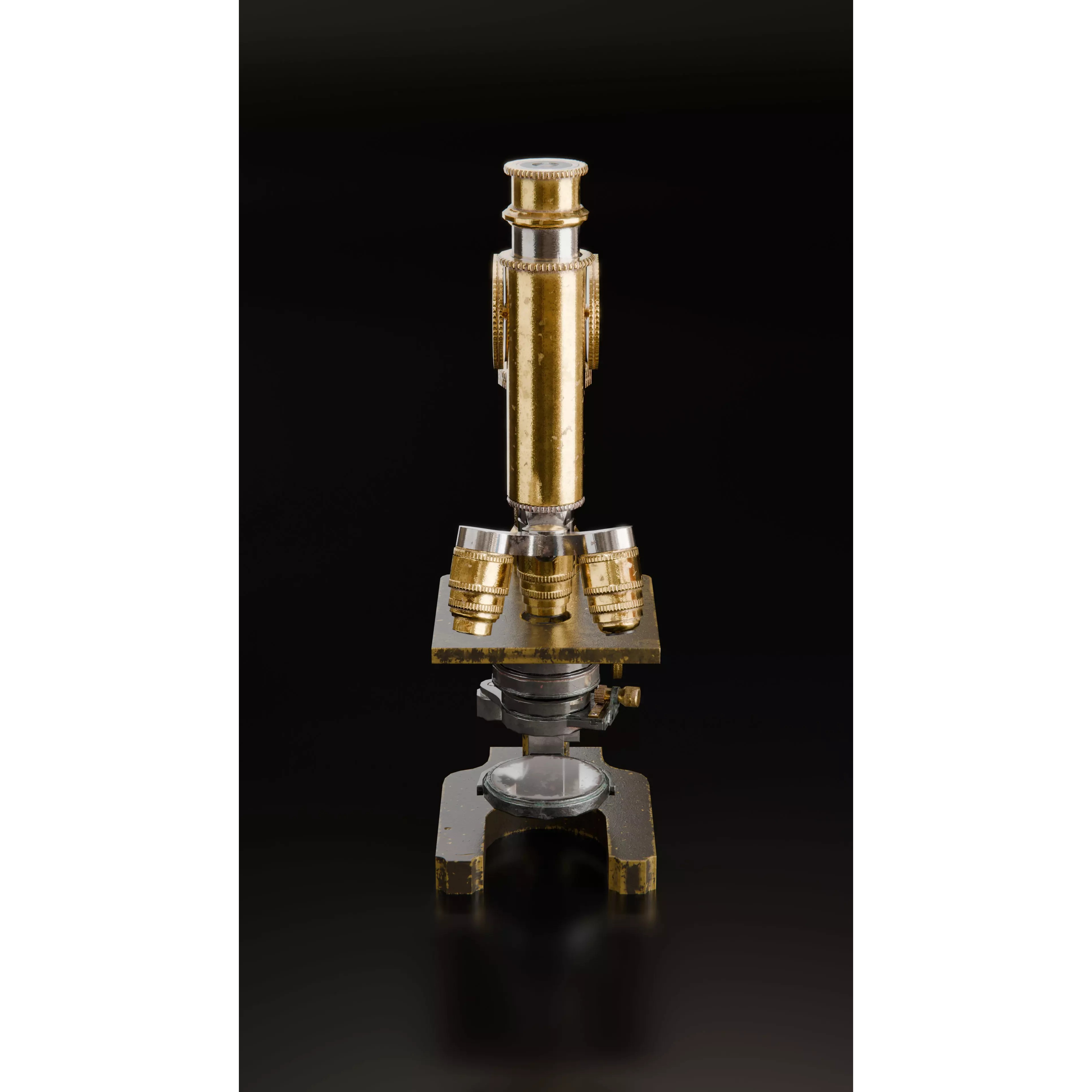 Antique Brass Microscope - Low-Poly Game-Ready 3D Model - View 2