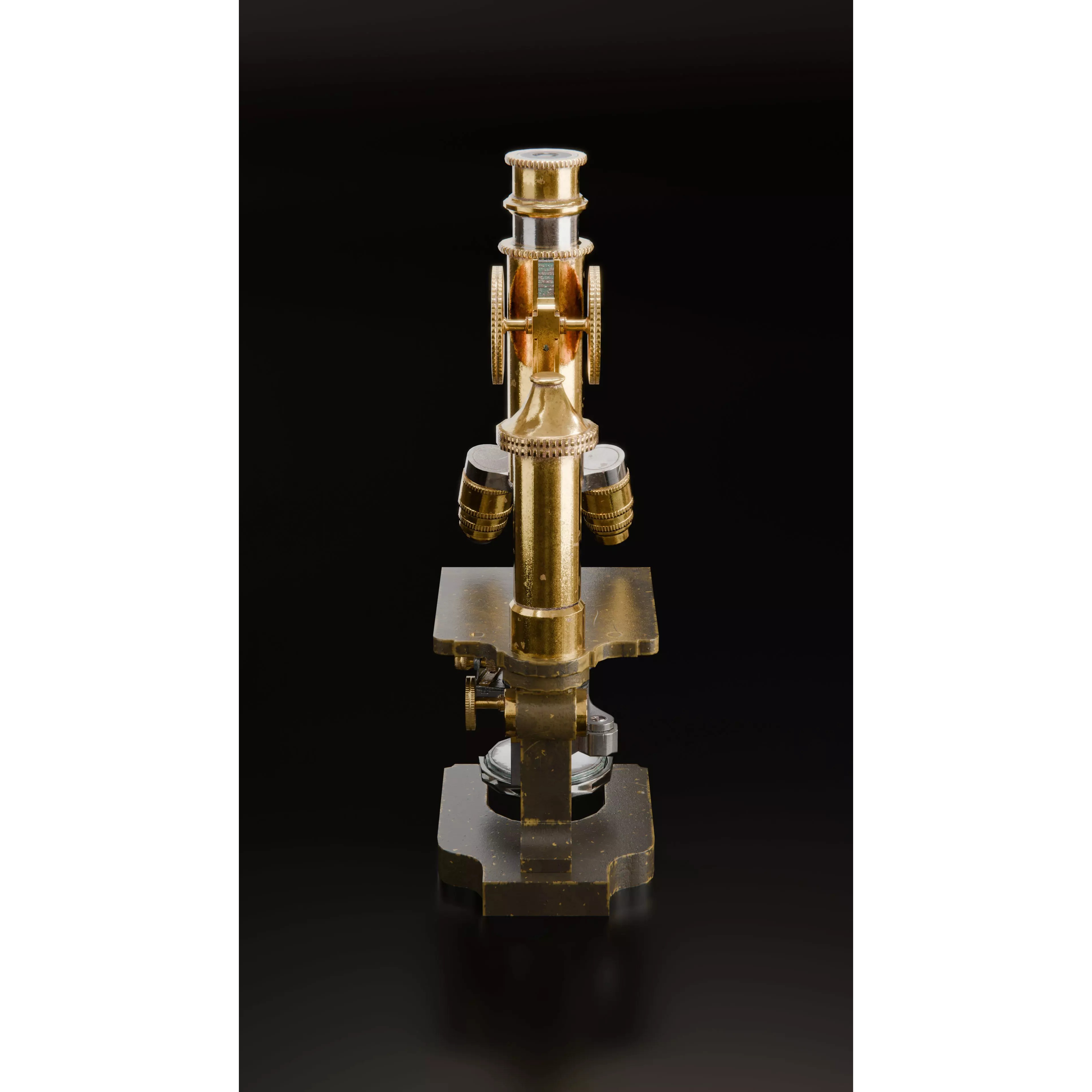 Antique Brass Microscope - Low-Poly Game-Ready 3D Model - View 4