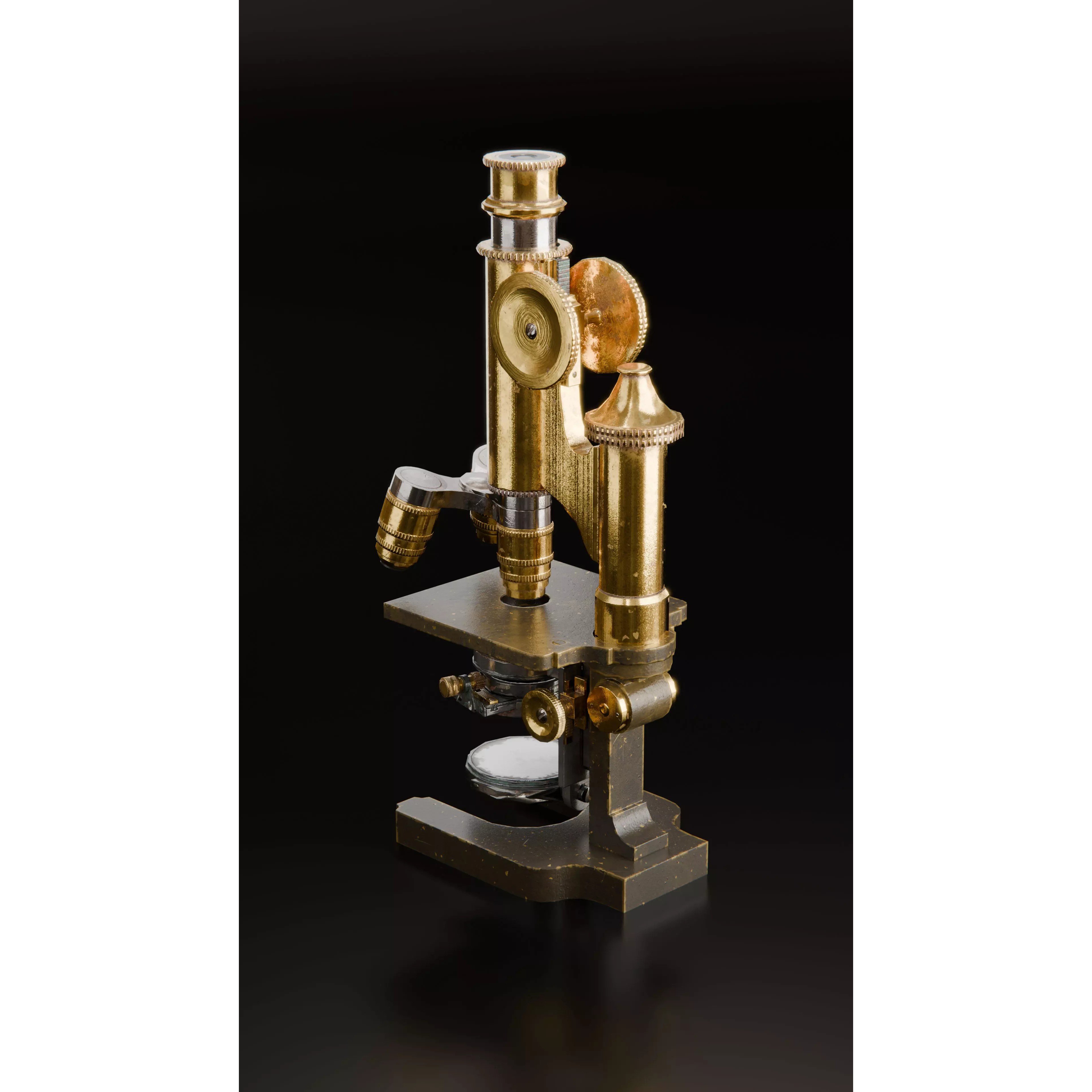 Antique Brass Microscope - Low-Poly Game-Ready 3D Model - View 5