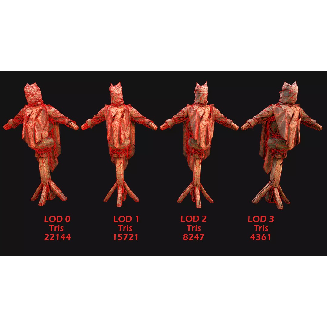 Medieval Wooden Fighting Dummy 3D Model – Low Poly Game Ready Asset, FBX - View 10