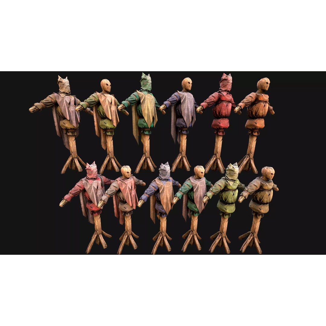 Medieval Wooden Fighting Dummy 3D Model – Low Poly Game Ready Asset, FBX - View 2