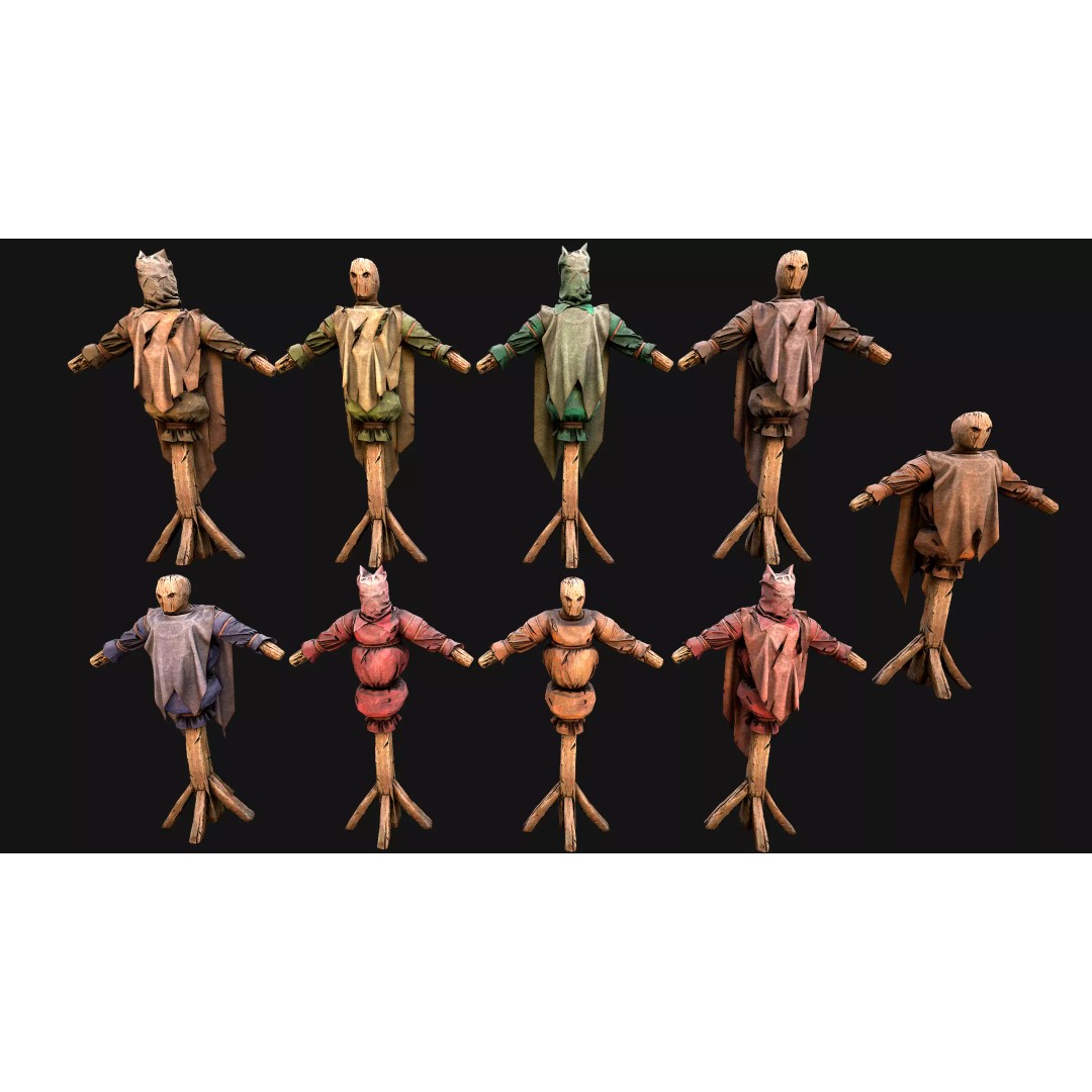 Medieval Wooden Fighting Dummy 3D Model – Low Poly Game Ready Asset, FBX - View 6