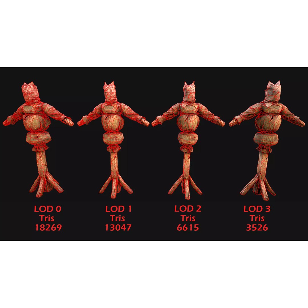 Medieval Wooden Fighting Dummy 3D Model – Low Poly Game Ready Asset, FBX - View 8