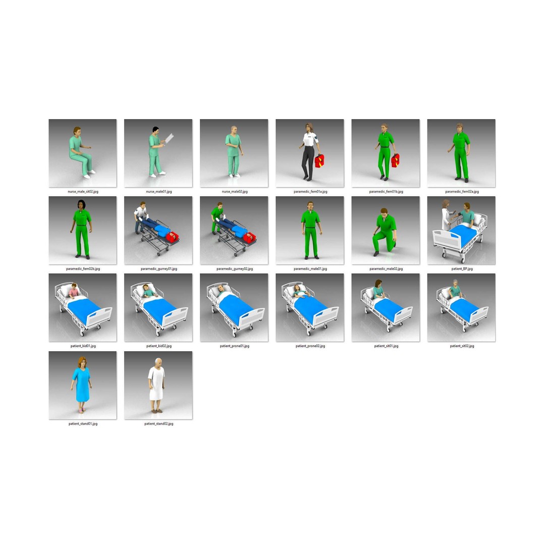 Low Poly Medical 3D Model – Character Collection with Equipment Formats