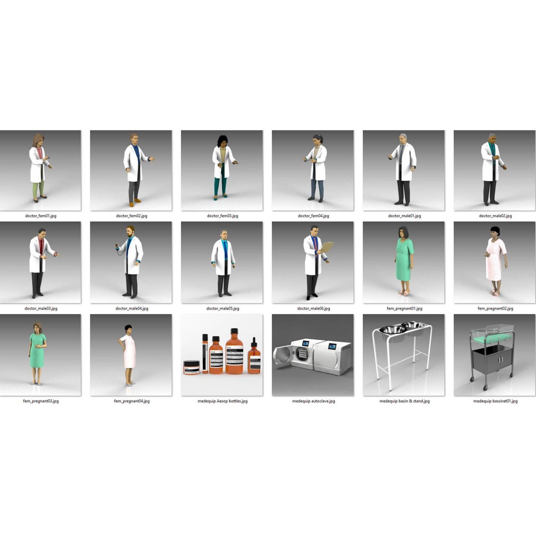 Low Poly Medical 3D Model – Character Collection with Equipment Formats - View 7