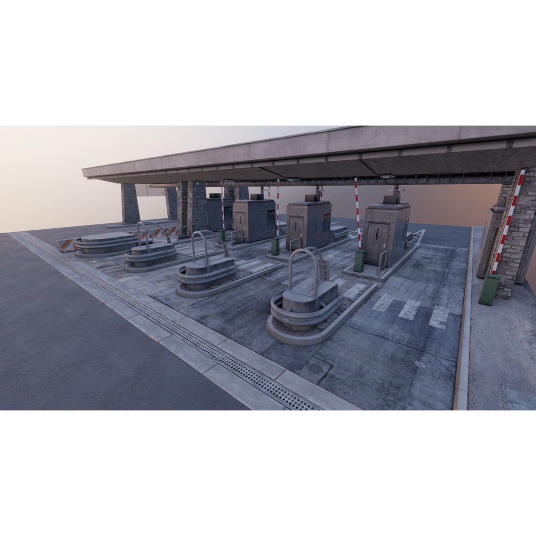 Mont-Blanc Toll Booth 3D Model – Low Poly PBR Game Asset, FBX - View 10