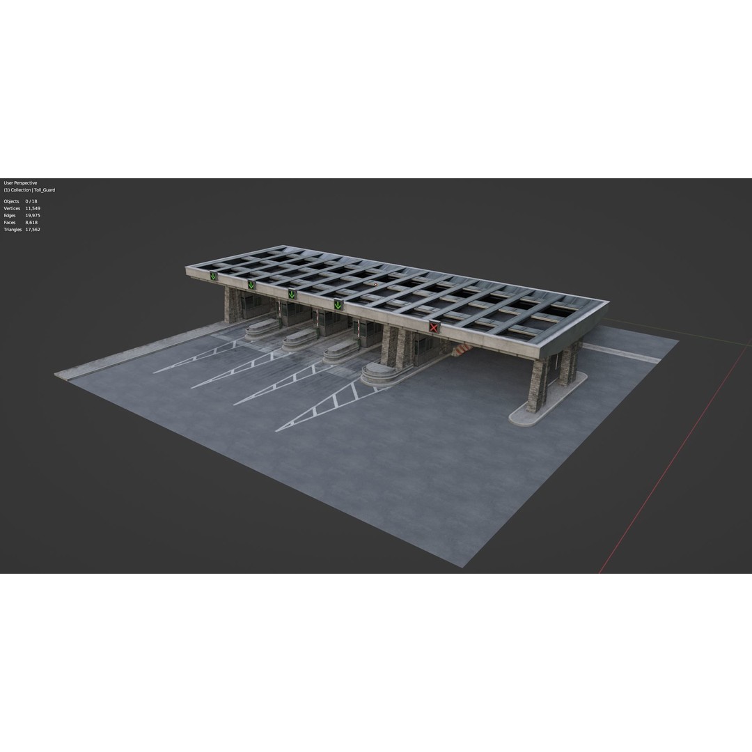 Mont-Blanc Toll Booth 3D Model – Low Poly PBR Game Asset, FBX - View 18