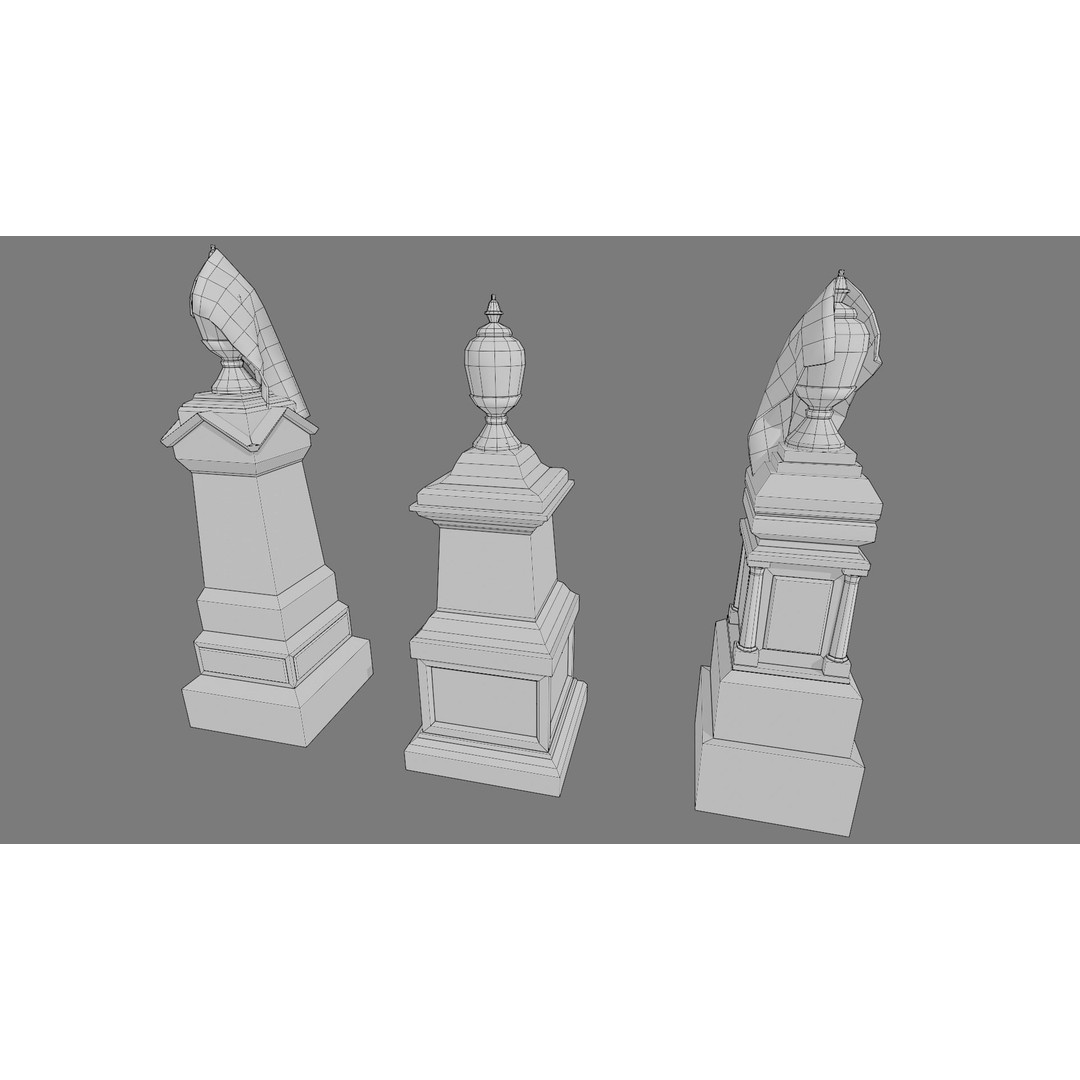 Cemetery Gravestone 3D Model – Low Poly Game Asset, FBX & OBJ - View 10