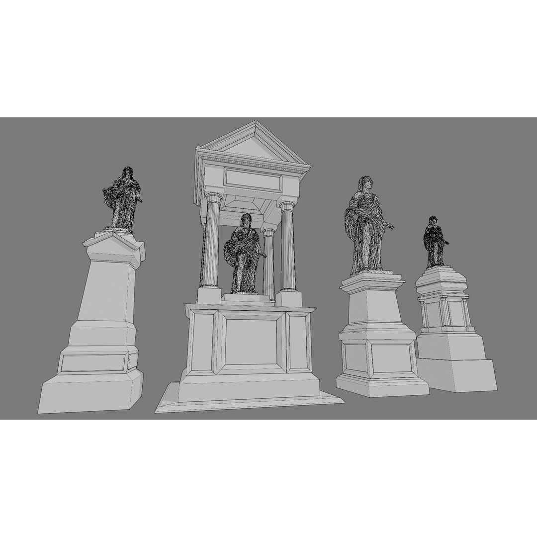 Cemetery Gravestone 3D Model – Low Poly Game Asset, FBX & OBJ - View 12