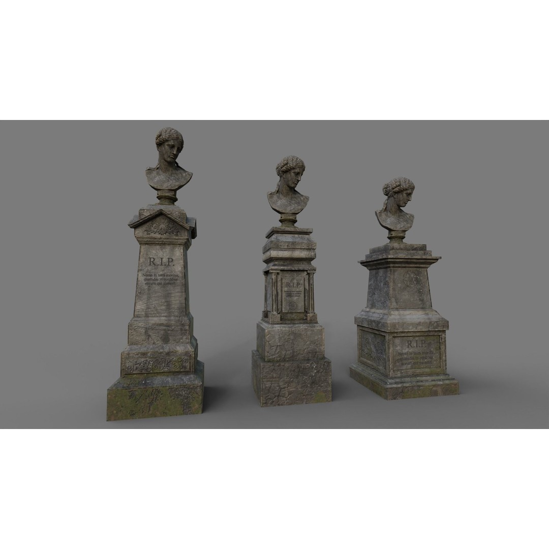 Cemetery Gravestone 3D Model – Low Poly Game Asset, FBX & OBJ - View 13