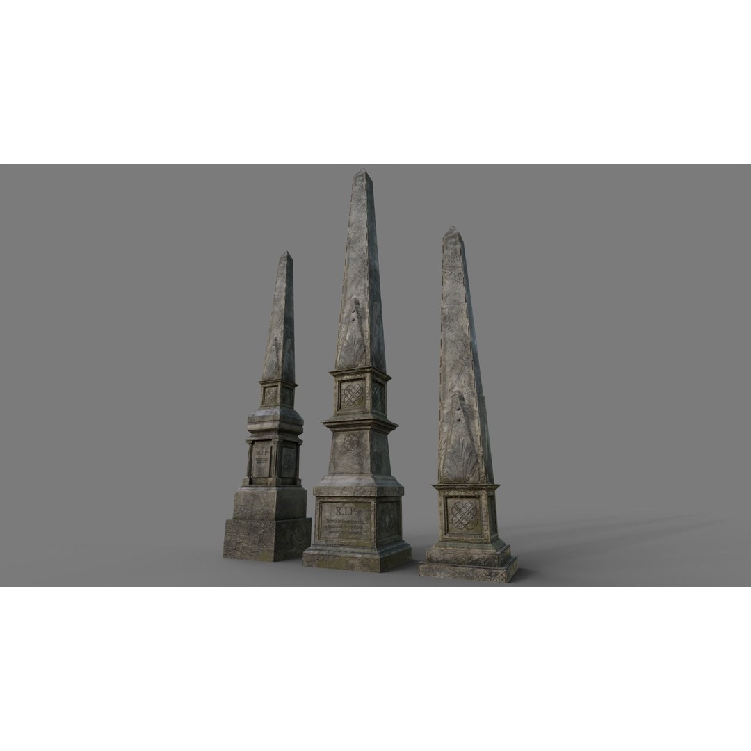 Cemetery Gravestone 3D Model – Low Poly Game Asset, FBX & OBJ - View 15
