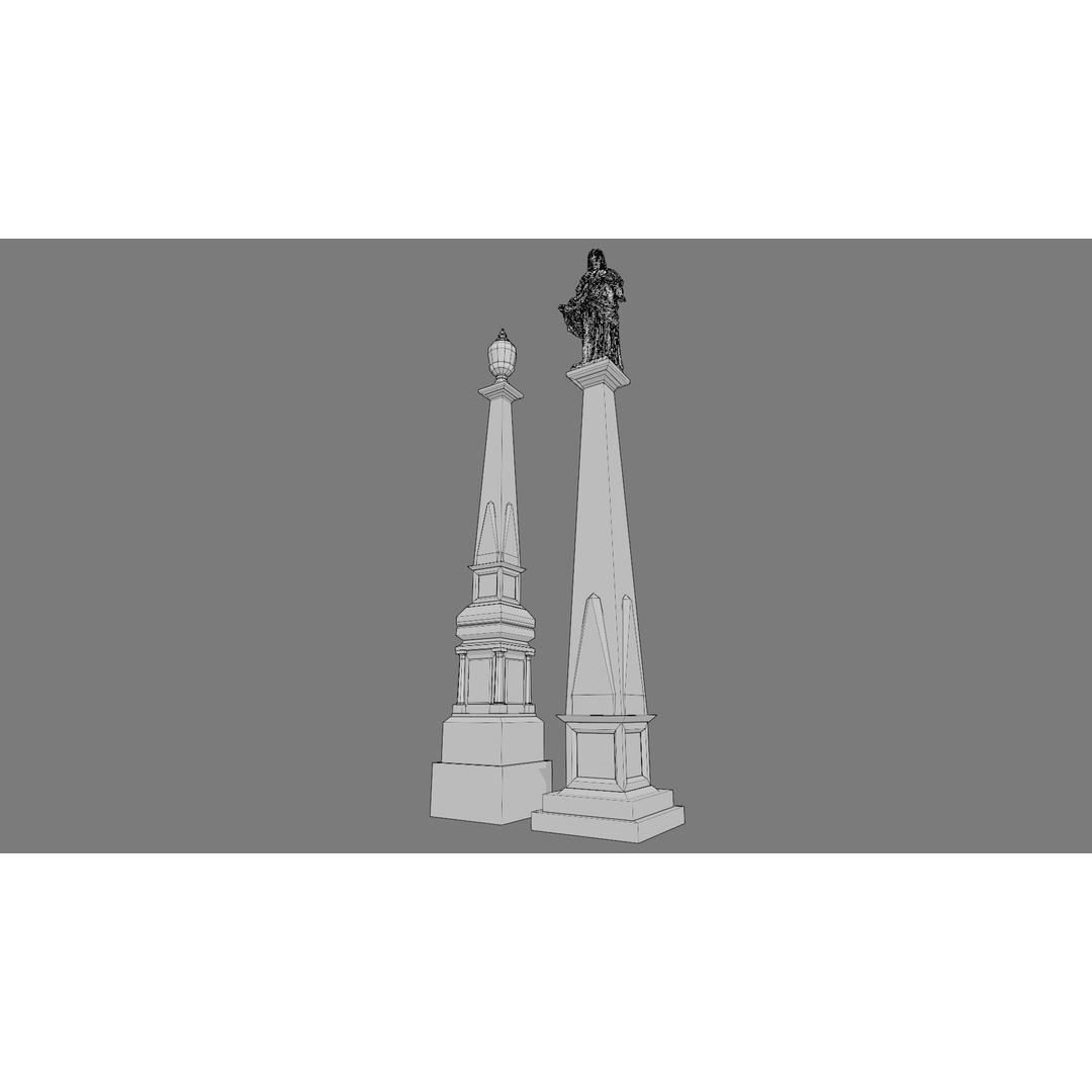 Cemetery Gravestone 3D Model – Low Poly Game Asset, FBX & OBJ - View 20