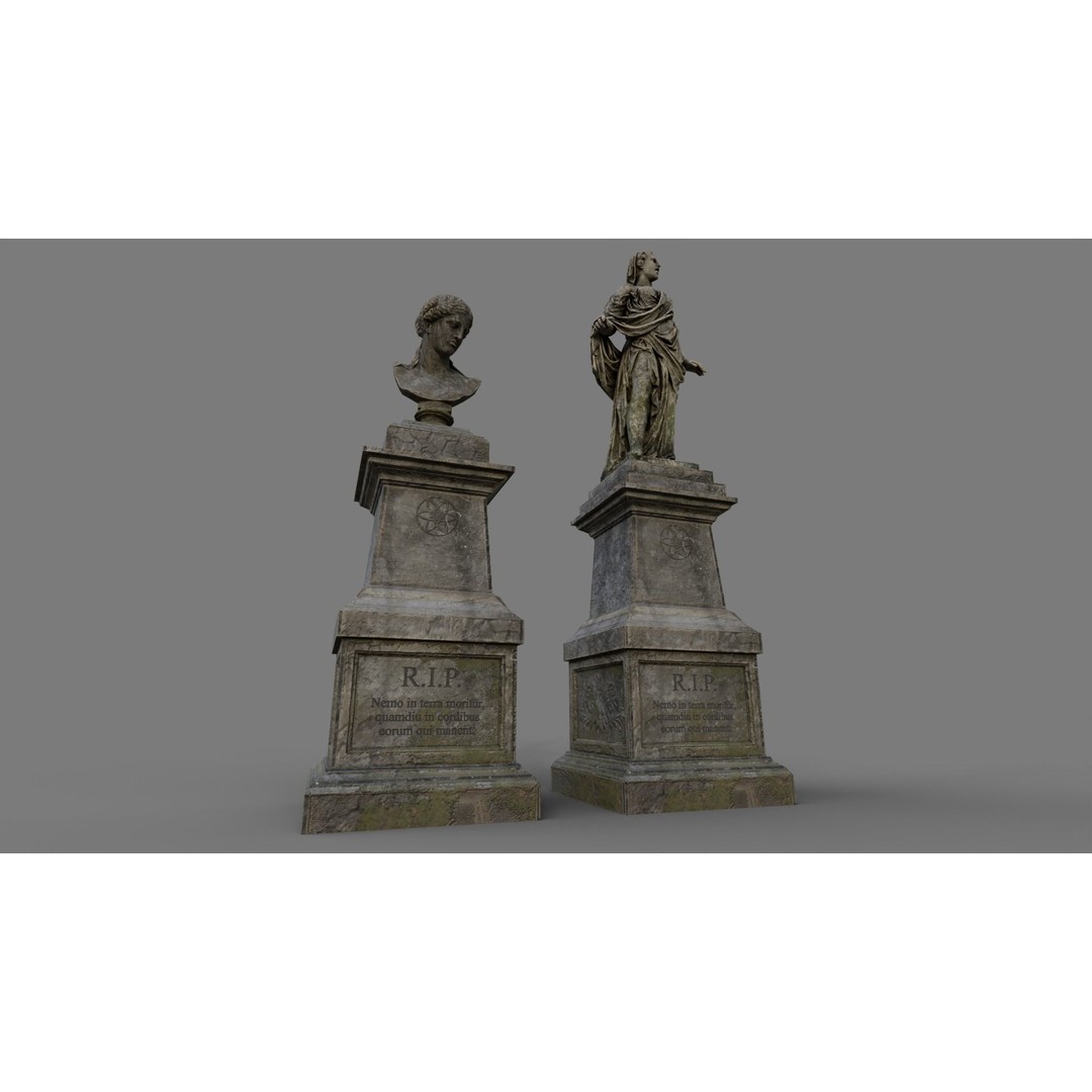 Cemetery Gravestone 3D Model – Low Poly Game Asset, FBX & OBJ - View 23